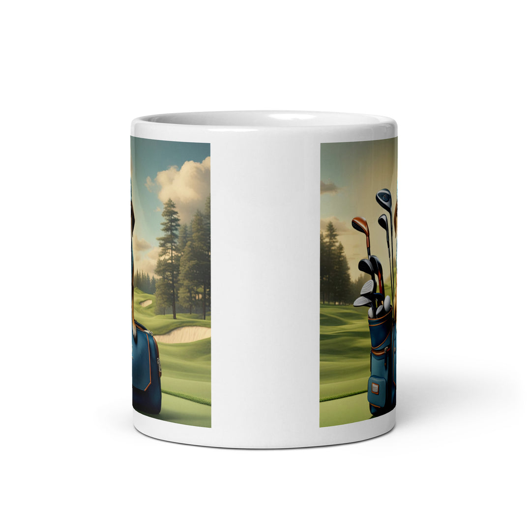 Puggle Golfer- White glossy mug v2