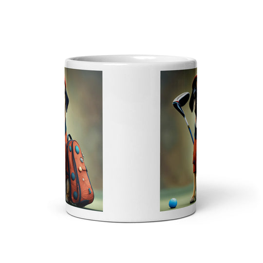 Puggle Golfer- White glossy mug v4