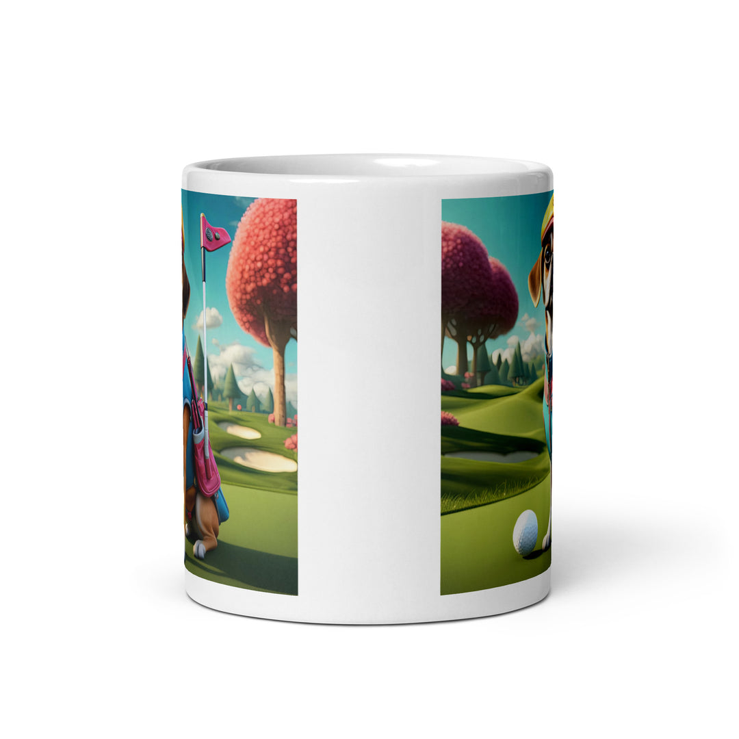 Puggle Golfer- White glossy mug v8