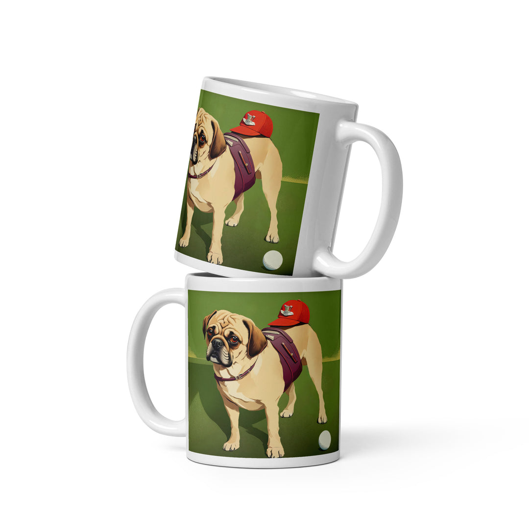 Puggle Golfer- White glossy mug v11