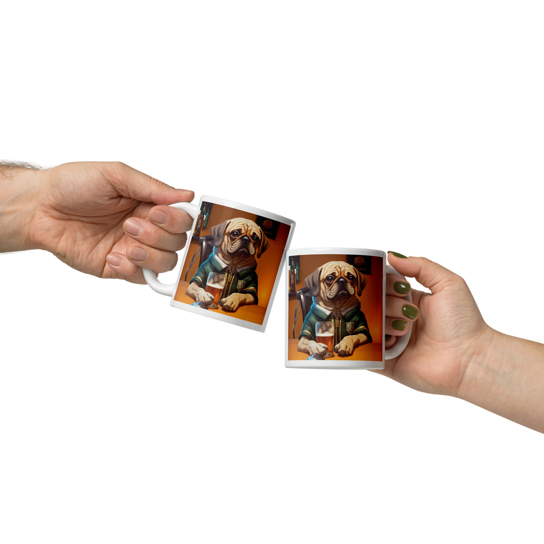 Puggle Golfer- White glossy mug v14