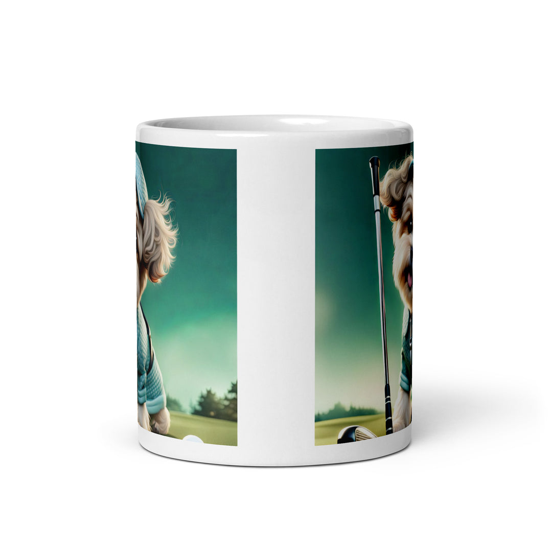 Shih-Poo Golfer- White glossy mug