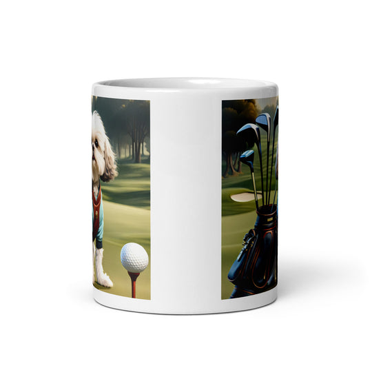 Shih-Poo Golfer- White glossy mug v2