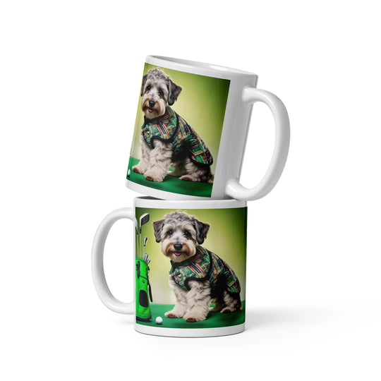 Schnoodle Golfer- White glossy mug