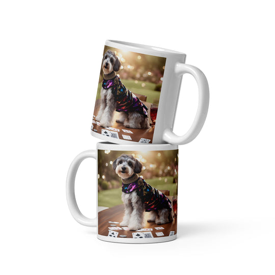 Schnoodle Golfer- White glossy mug v12