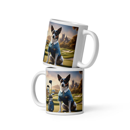 Texas Heeler Golfer- White glossy mug v3