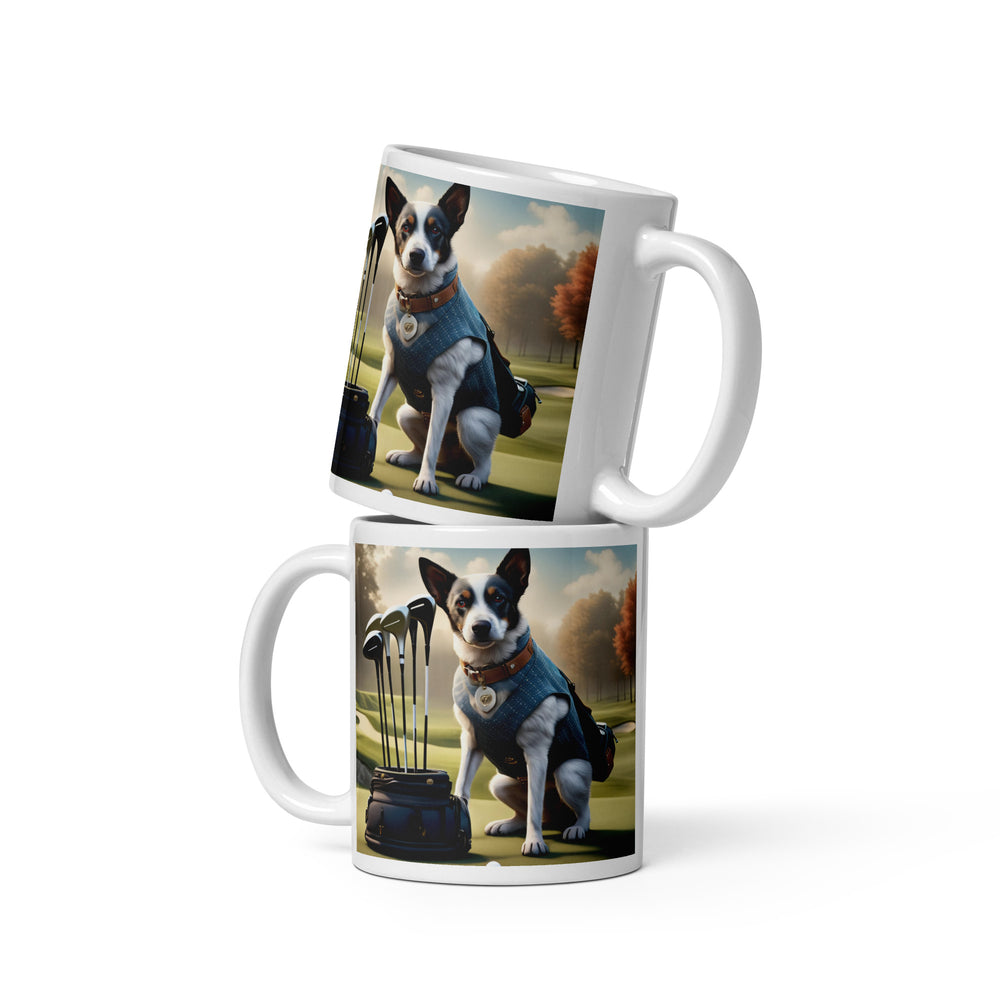 Texas Heeler Golfer- White glossy mug v5