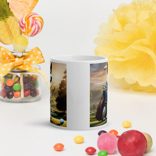 Texas Heeler Golfer- White glossy mug v6