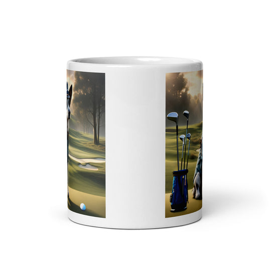 Texas Heeler Golfer- White glossy mug v8