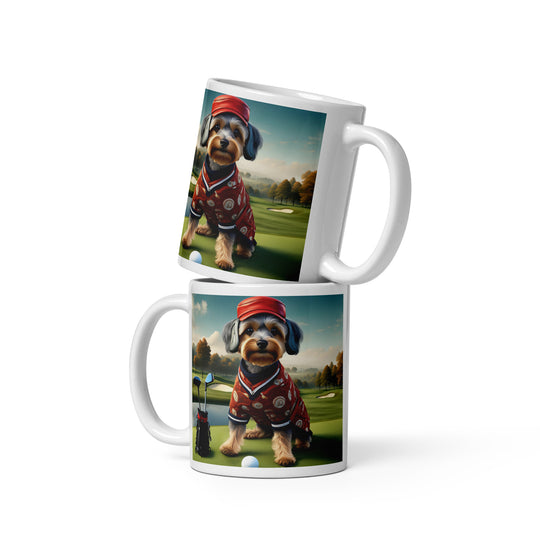 Yorkipoo Golfer- White glossy mug v2