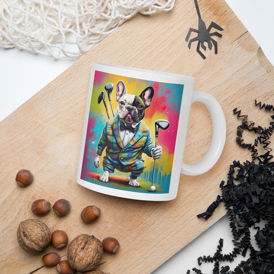 White glossy mug-French Bulldog V7