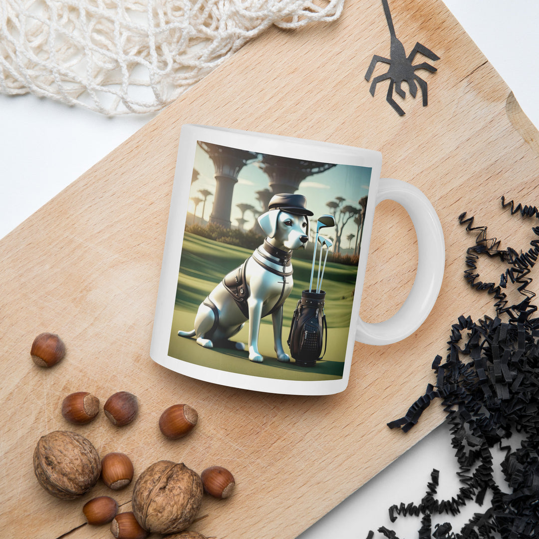 White glossy mug-Labrador Retriever Golfer V15