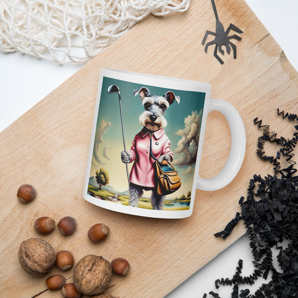 Miniature Schnauzer Golfer- White glossy mug v4