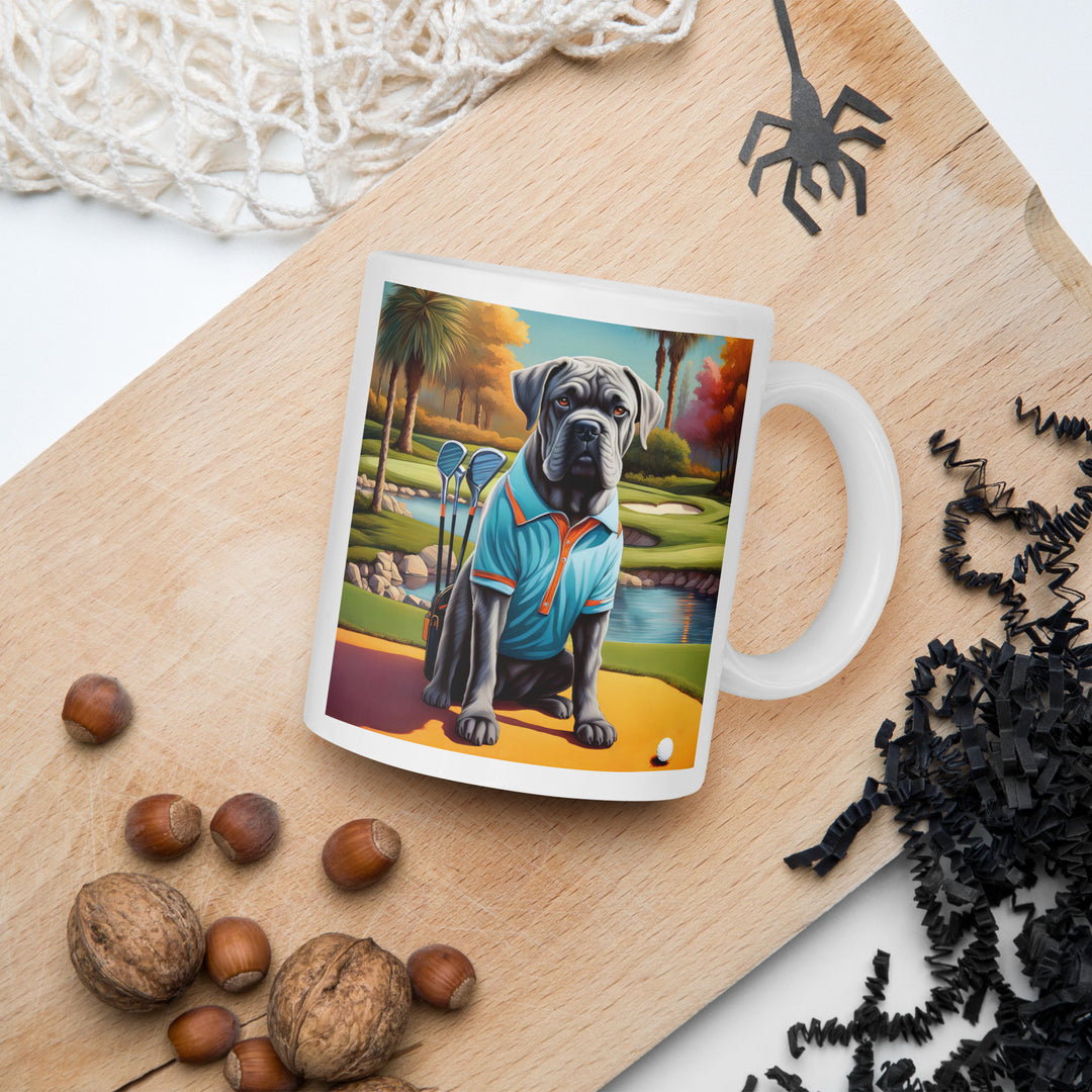 Cane Corso Golfer- White glossy mug v4