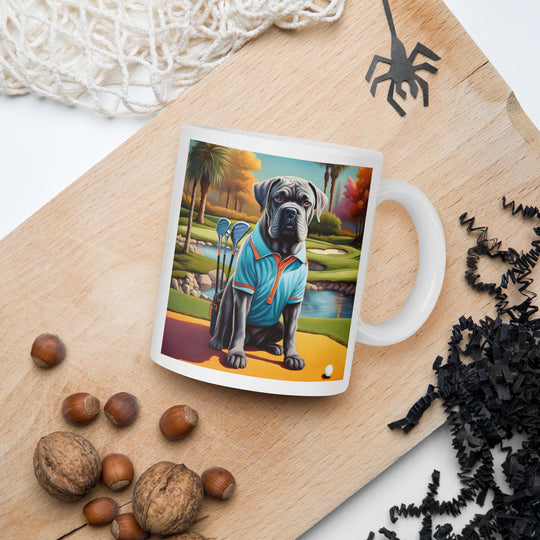 Cane Corso Golfer- White glossy mug v4