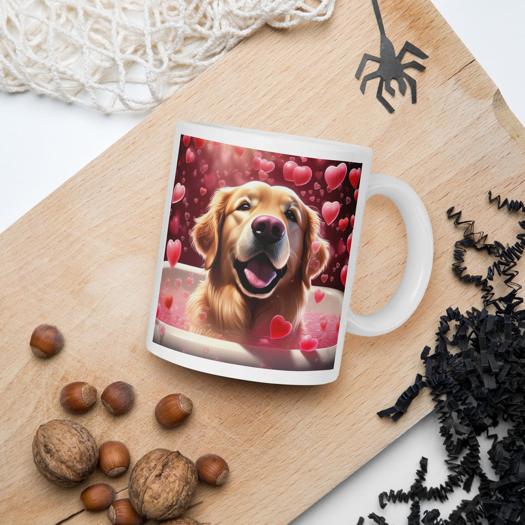 Golden Retriever Romantic- White glossy mug