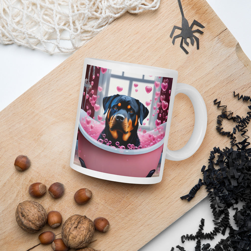 Rottweiler Romantic- White glossy mug