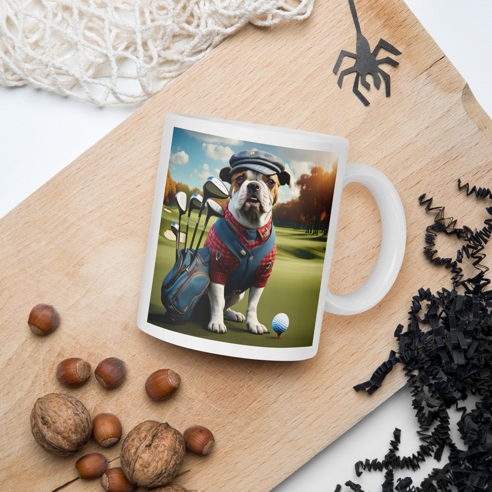 Catahoula Bulldog Golfer- White glossy mug v6