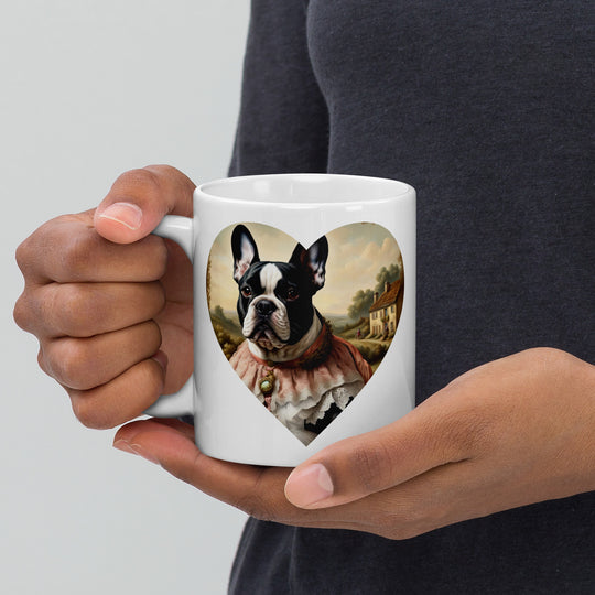 White glossy mug-French Bulldog V4