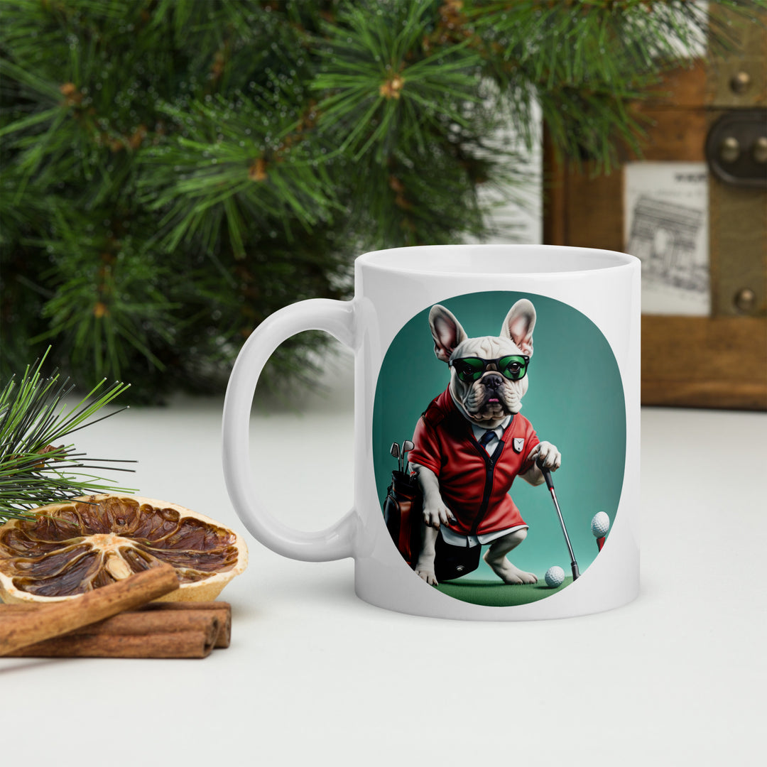 White glossy mug-French Bulldog V5