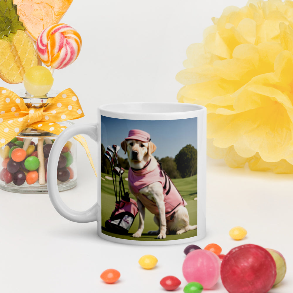 Golden Retriever Golfer-White glossy mug