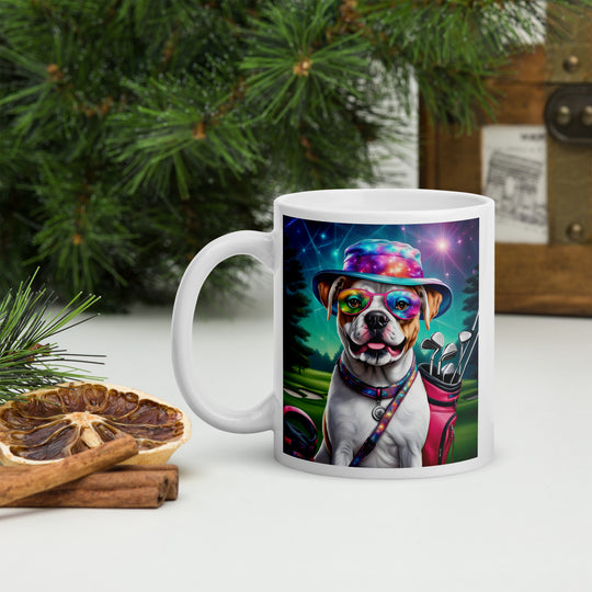 American Bulldog Golfer- White glossy mug