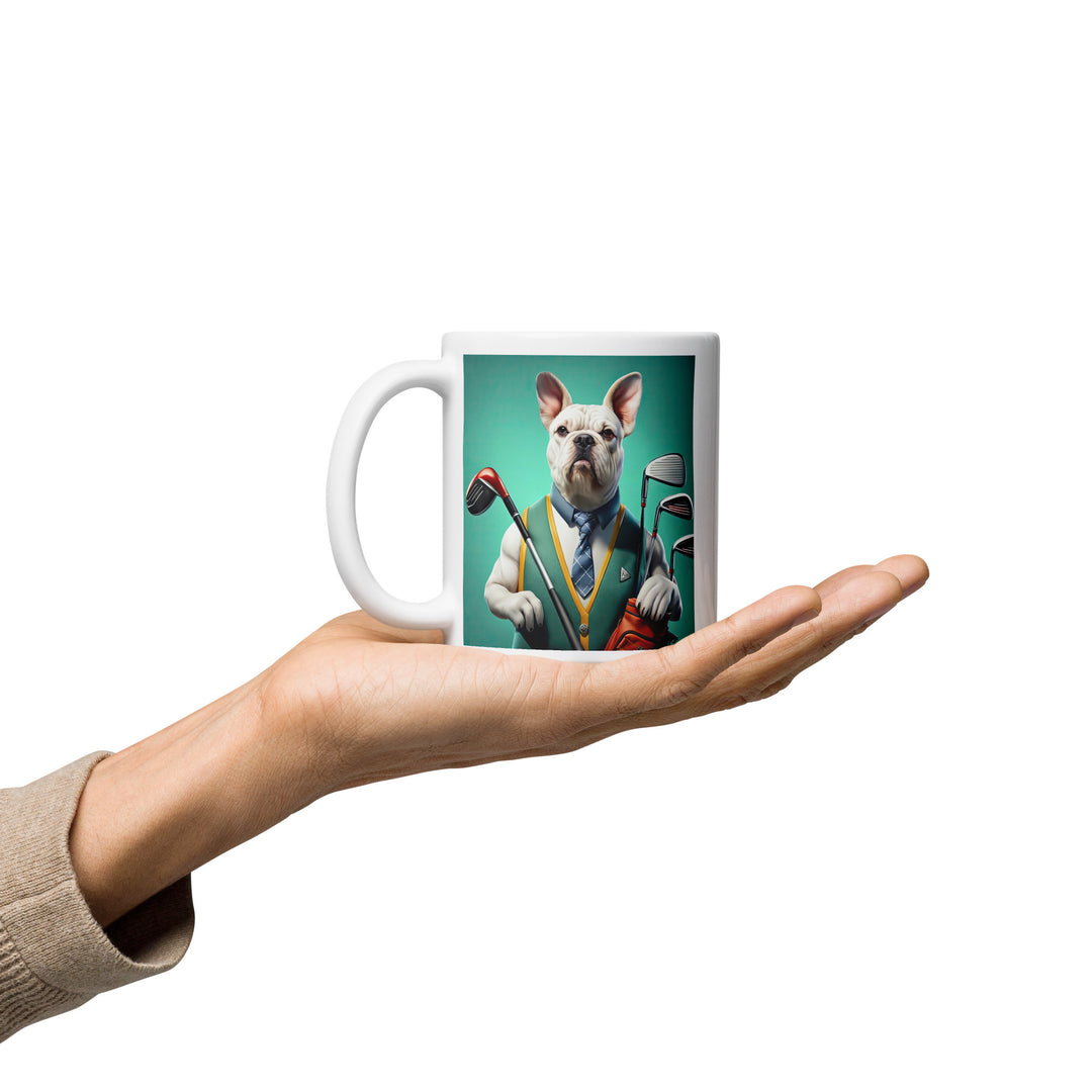 American Bulldog Golfer- White glossy mug v2