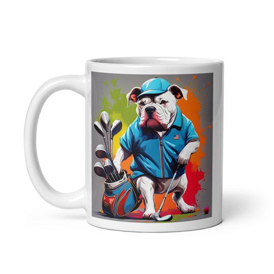 Bulldog Golfer- White glossy mug v3