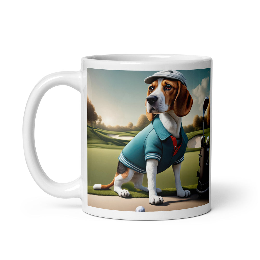 Beagle Golfer- White glossy mug v2