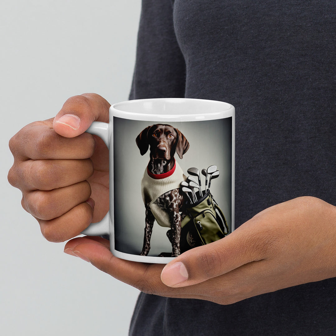 German Shorthaired Pointer Golfer- White glossy mug v4