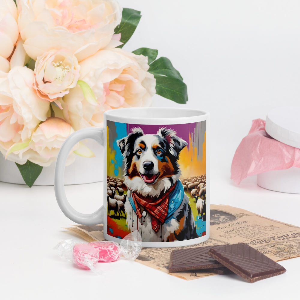 Australian Shepherd- White glossy mug v3