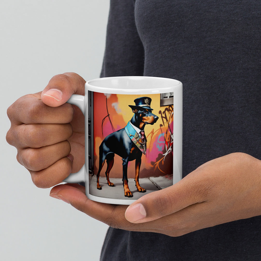 Doberman Pinscher- White glossy mug