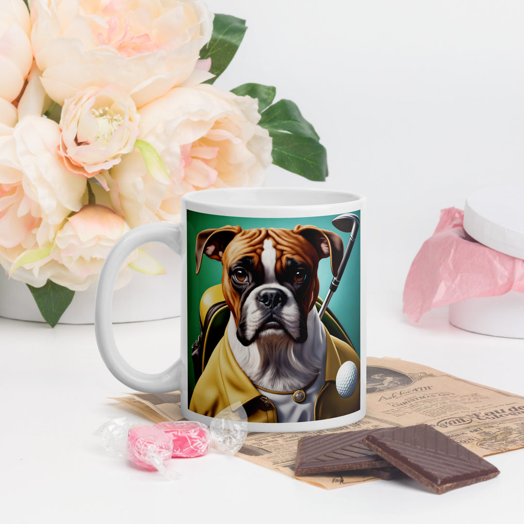 Boxer Golfer- White glossy mug