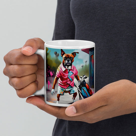 Boxer Golfer- White glossy mug v2