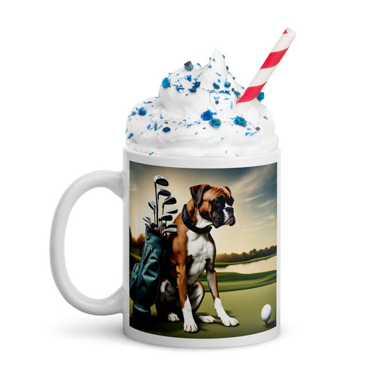 Boxer Golfer- White glossy mug v3