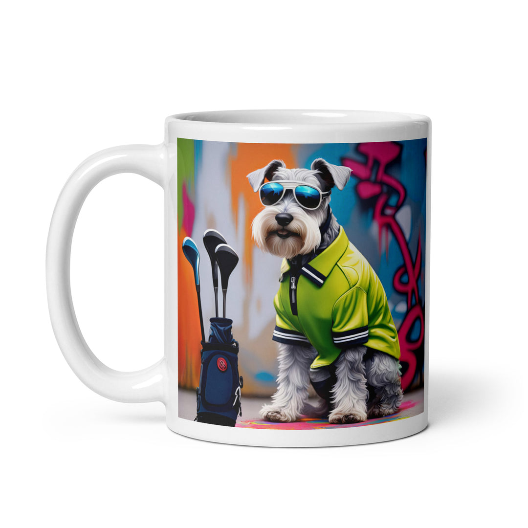 Miniature Schnauzer Golfer- White glossy mug v2