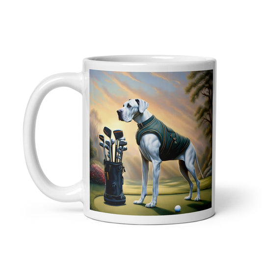 Great Dane Golfer- White glossy mug v3