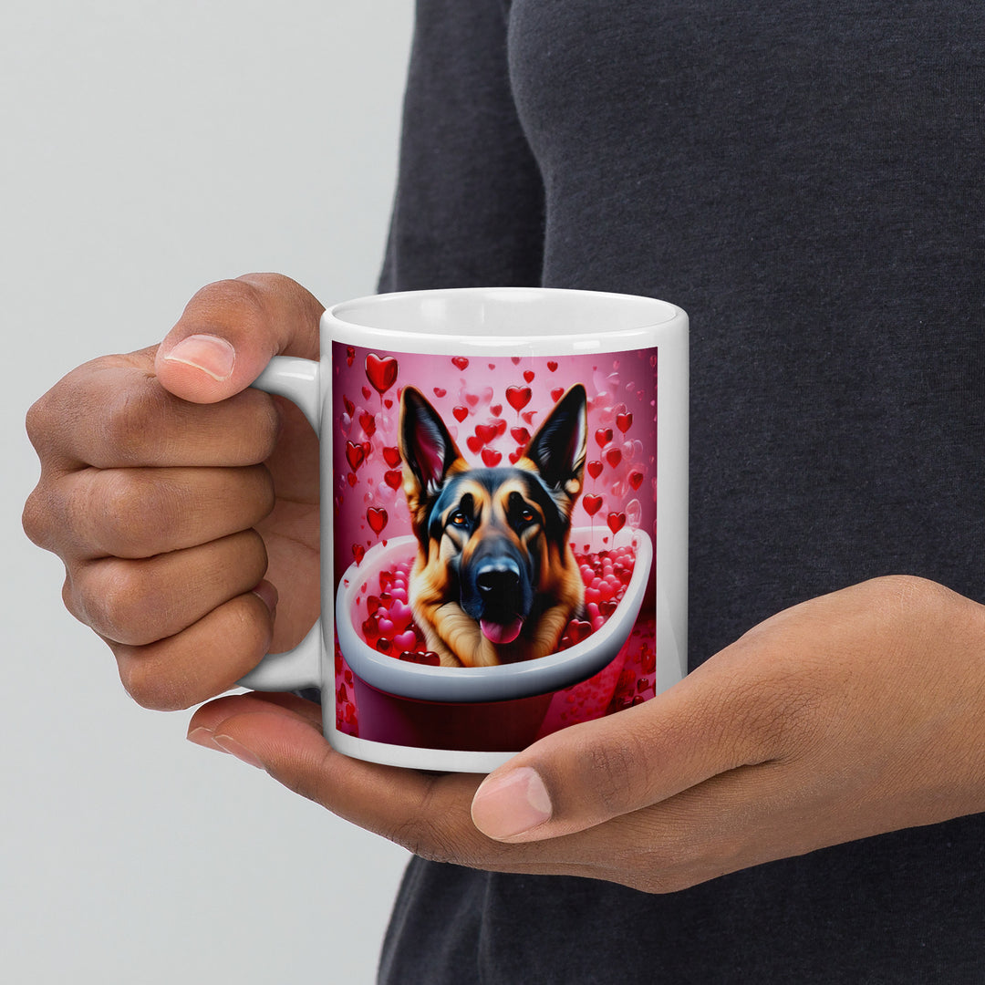 German Shepherd Romantic- White glossy mug