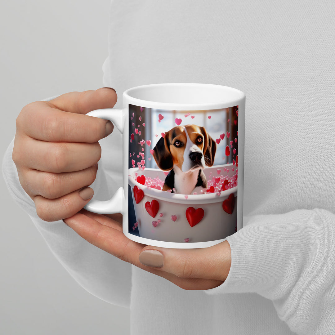 Beagle Romantic- White glossy mug