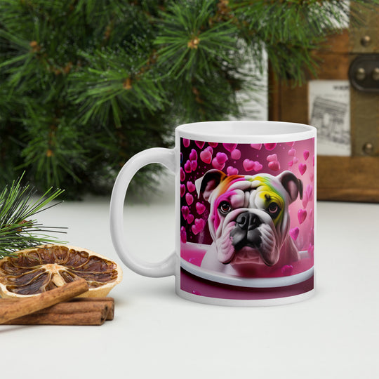 Bulldog Romantic- White glossy mug