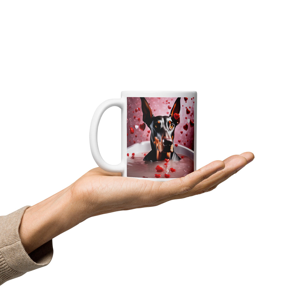 Doberman Pinscher Romantic- White glossy mug