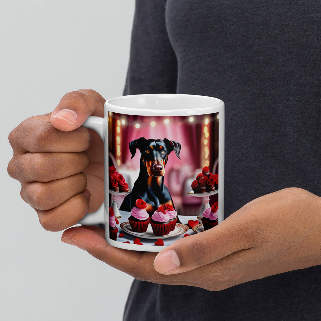 Doberman Pinscher Romantic- White glossy mug v2