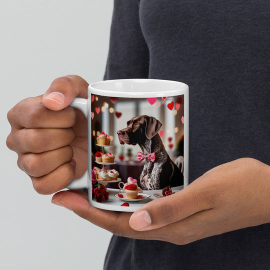 German Shorthaired Pointer Romantic- White glossy mug v3