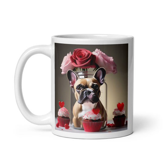 French Bulldog Romantic- White glossy mug v4