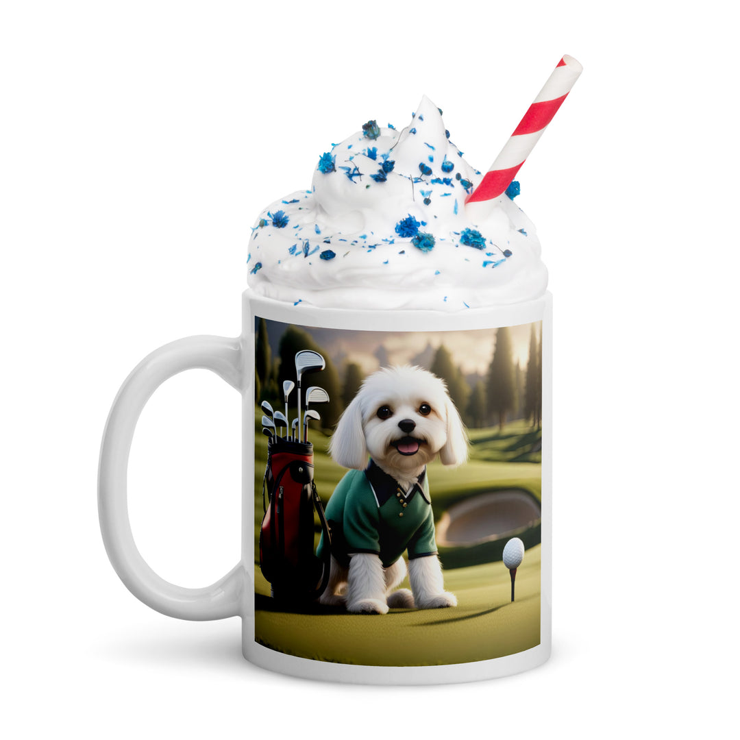 Cavachon Golfer- White glossy mug v2