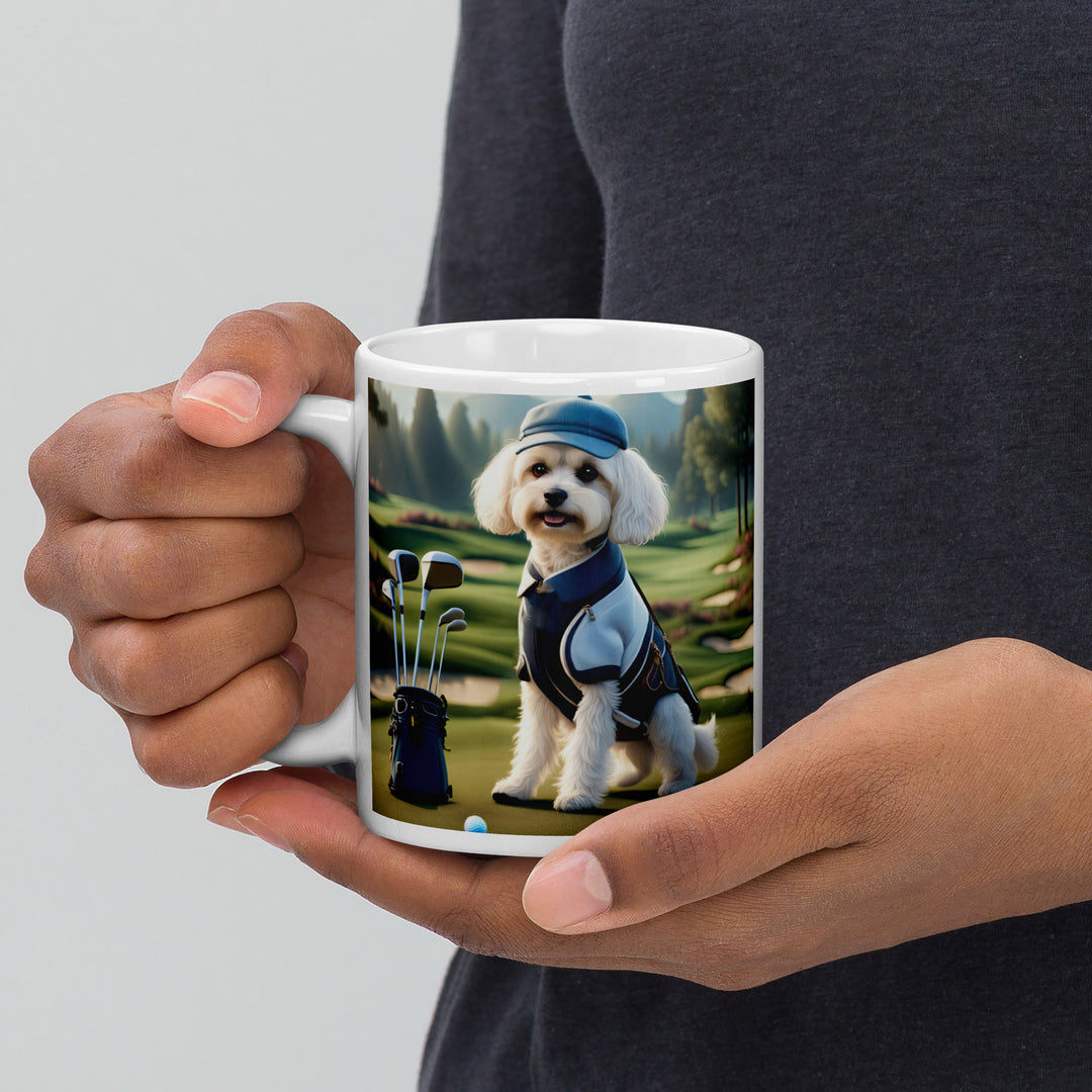 Cavachon Golfer- White glossy mug v4