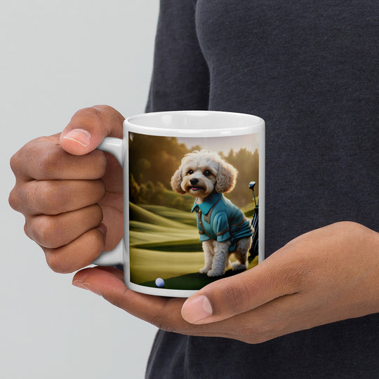 Cavapoo Golfer- White glossy mug v4