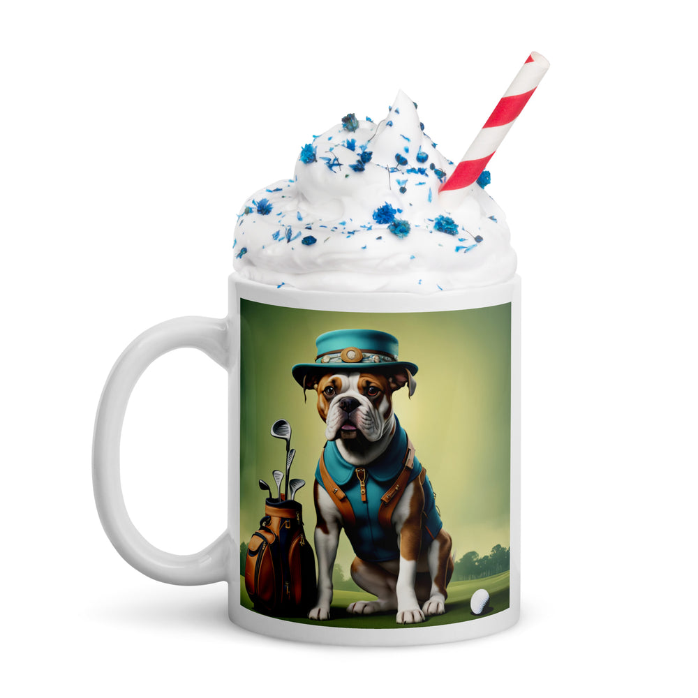 Catahoula Bulldog Golfer- White glossy mug v3