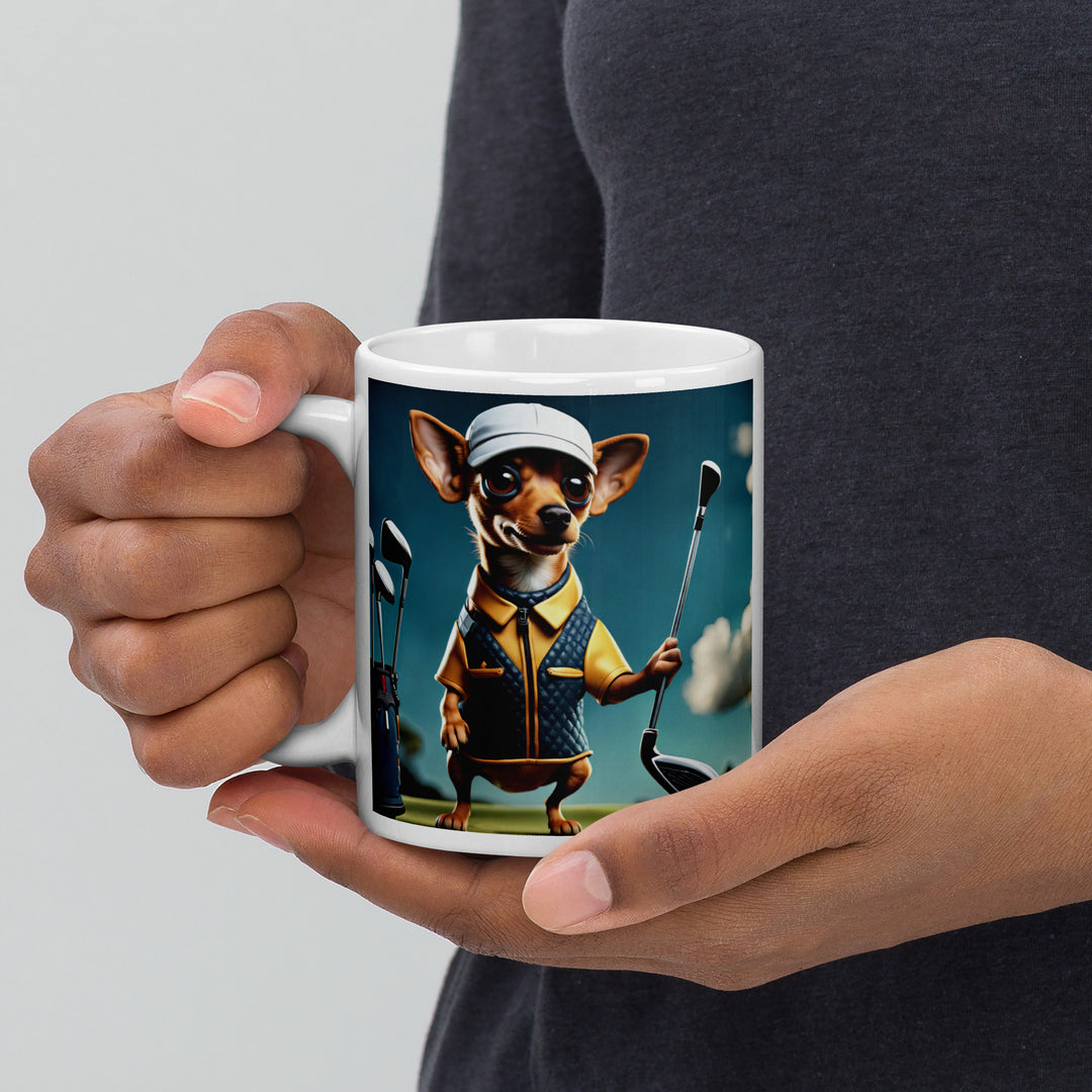 Chiweenie Golfer- White glossy mug v2