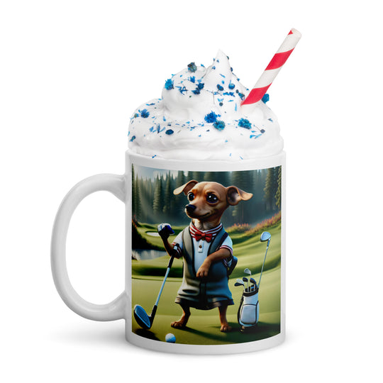 Chiweenie Golfer- White glossy mug v3